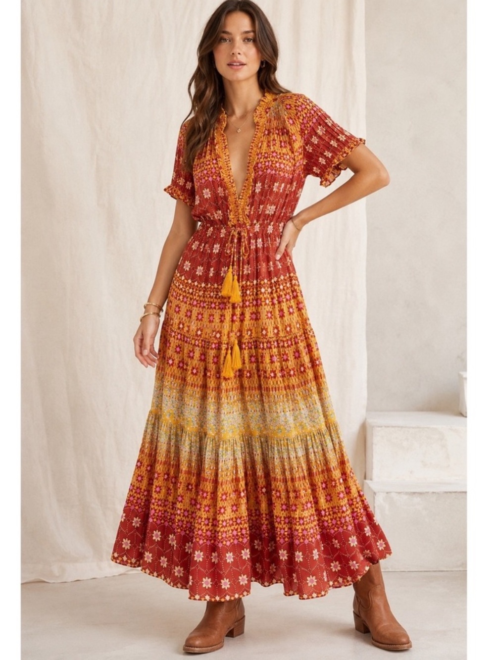 Free People | Rare Feeling Dress in Goldenrod Sz L